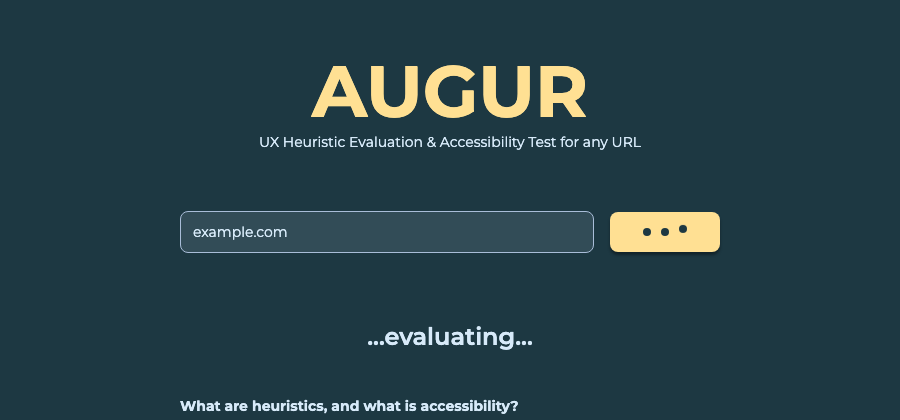 AUGUR loading state — cross-fading phrase animation during evaluation