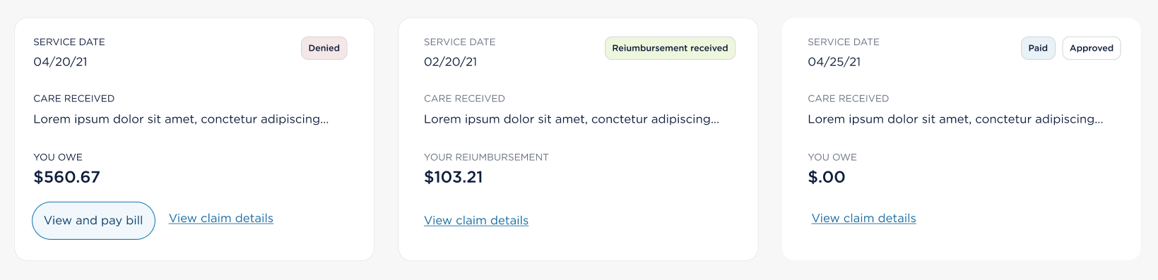 Status badges close-up