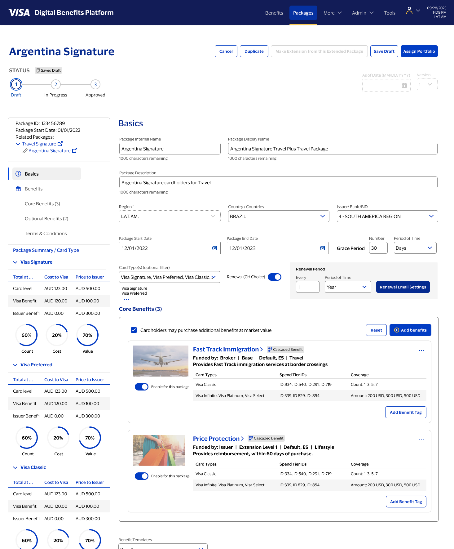 Package detail with sidebar